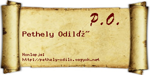 Pethely Odiló névjegykártya